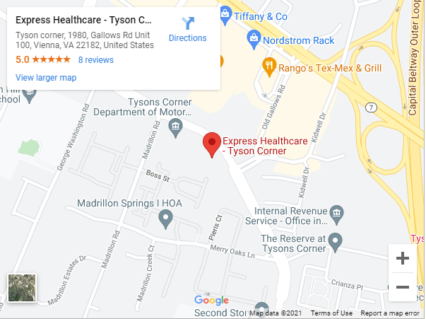Directions to Express Healthcare Urgent Care in Vienna, VA (Tyson Corner)