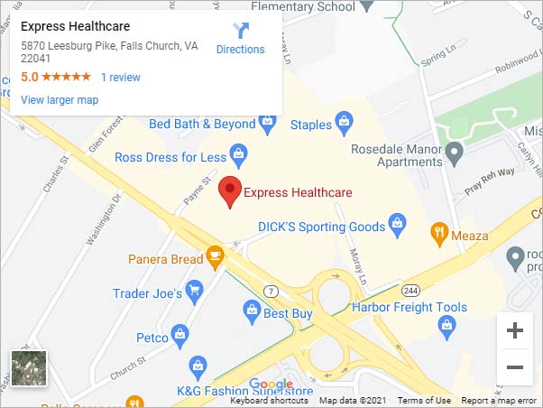Get Directions to Express Healthcare in Falls Church, VA (Skyline)